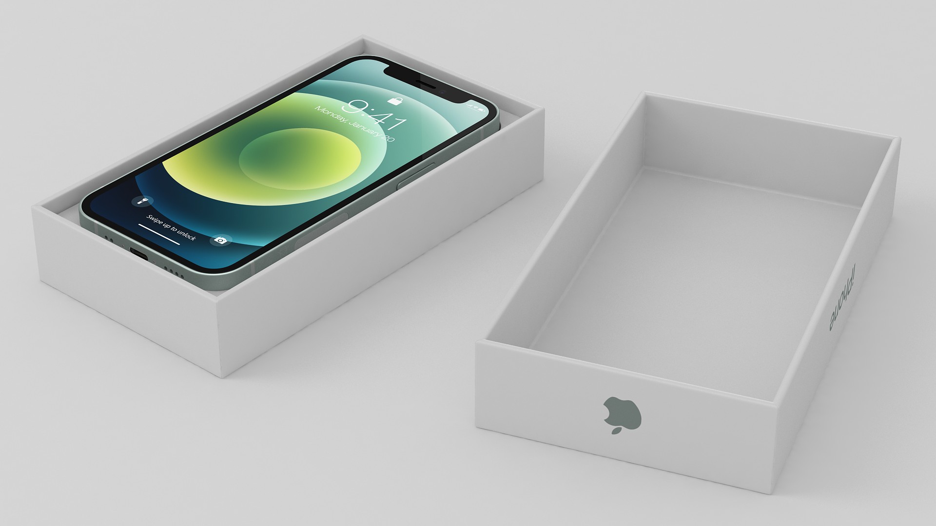 3D iPhone 12 mini Unboxed Green model