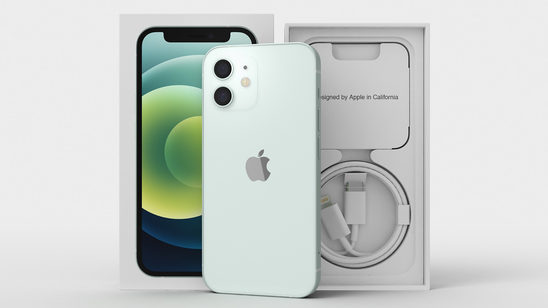 3D iPhone 12 mini Unboxed Green model