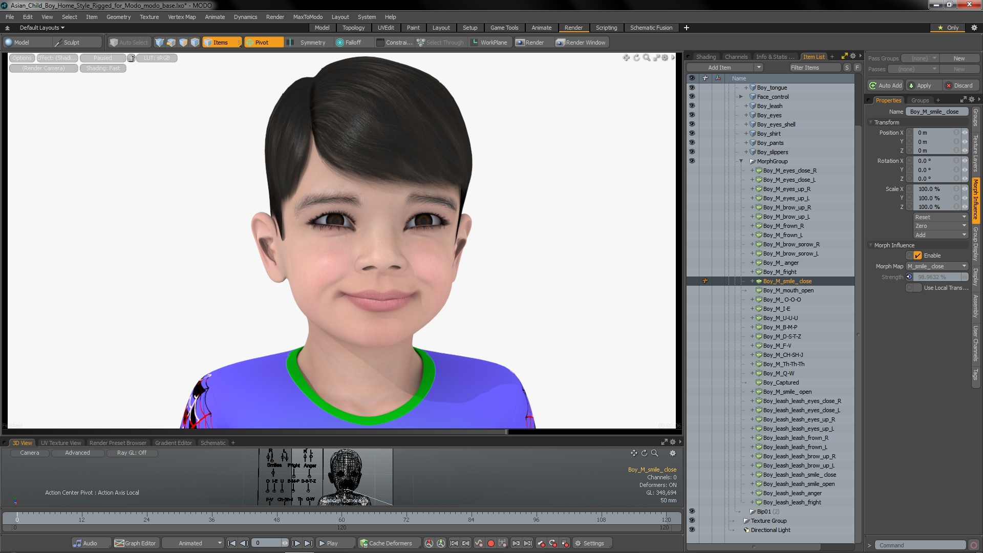 Asian Child Boy Home Style Rigged for Modo 3D
