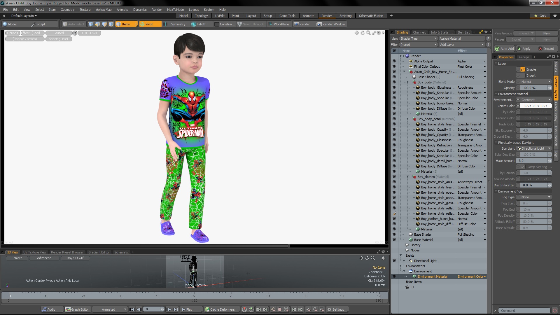 Asian Child Boy Home Style Rigged for Modo 3D
