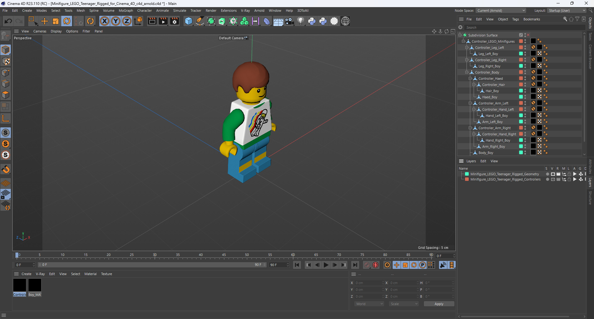 3D model Minifigure LEGO Teenager Rigged for Cinema 4D