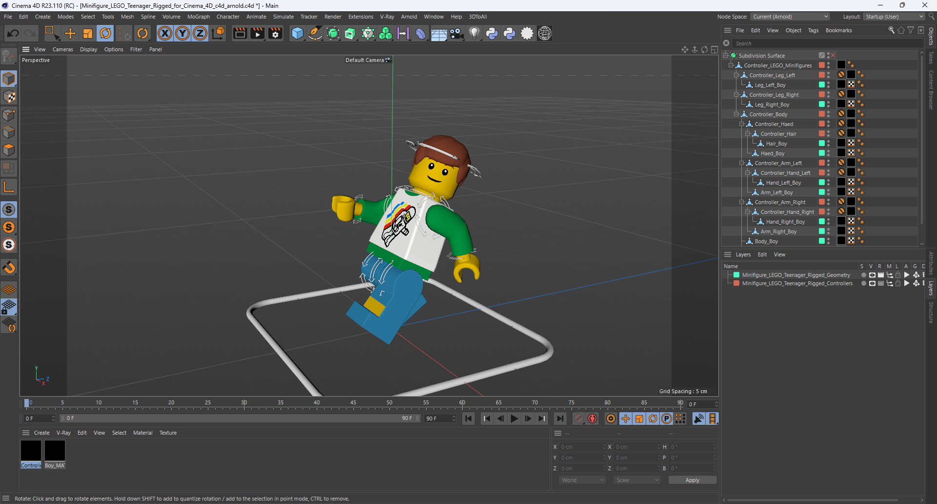 3D model Minifigure LEGO Teenager Rigged for Cinema 4D