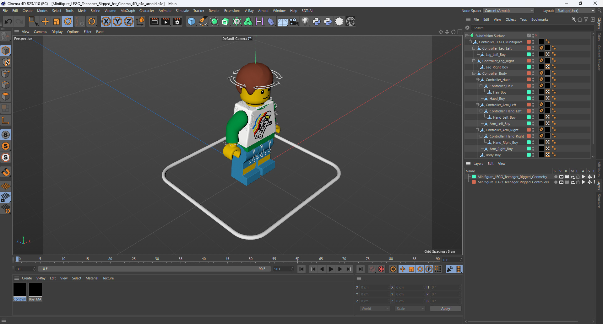 3D model Minifigure LEGO Teenager Rigged for Cinema 4D