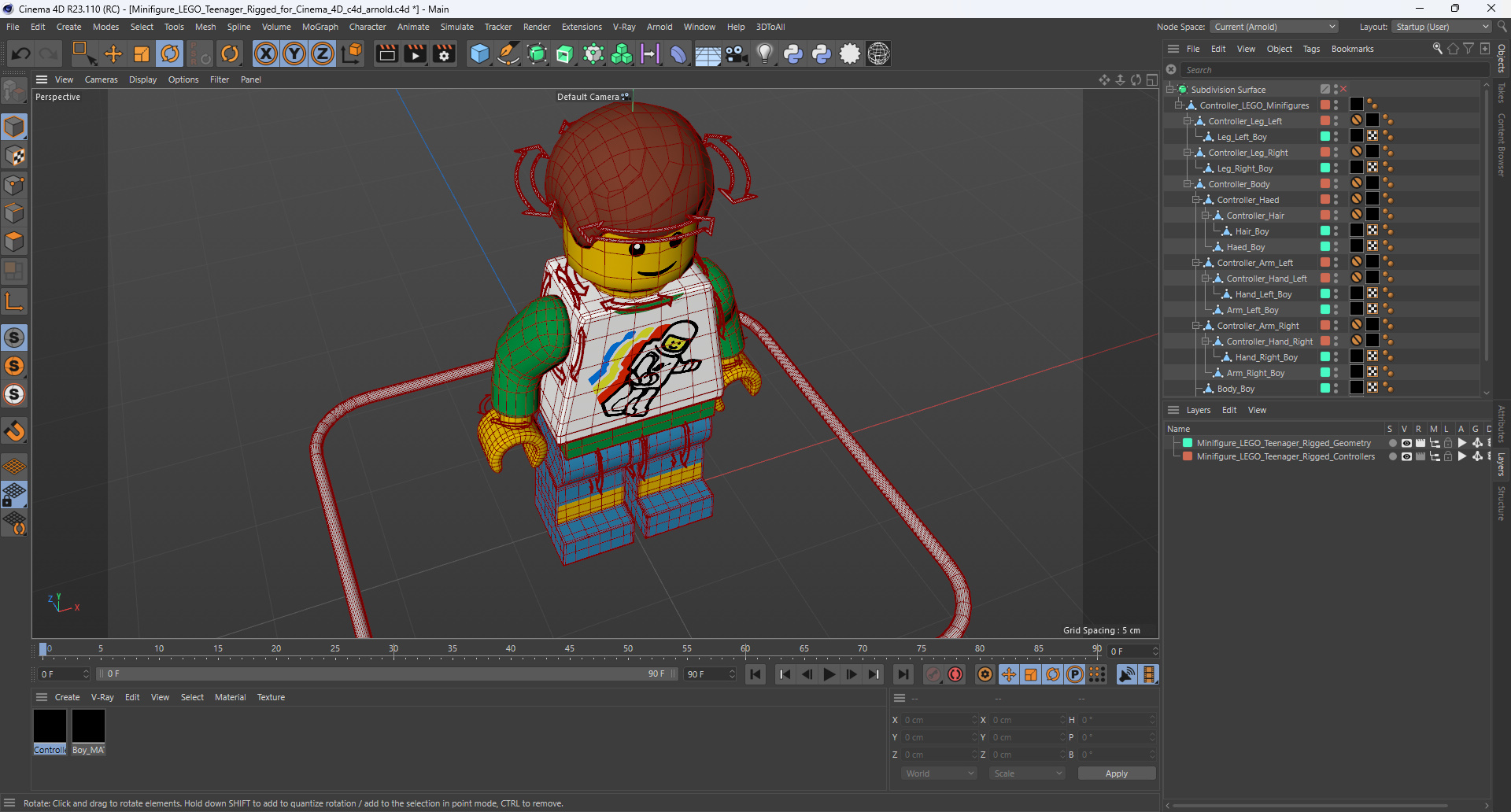 3D model Minifigure LEGO Teenager Rigged for Cinema 4D