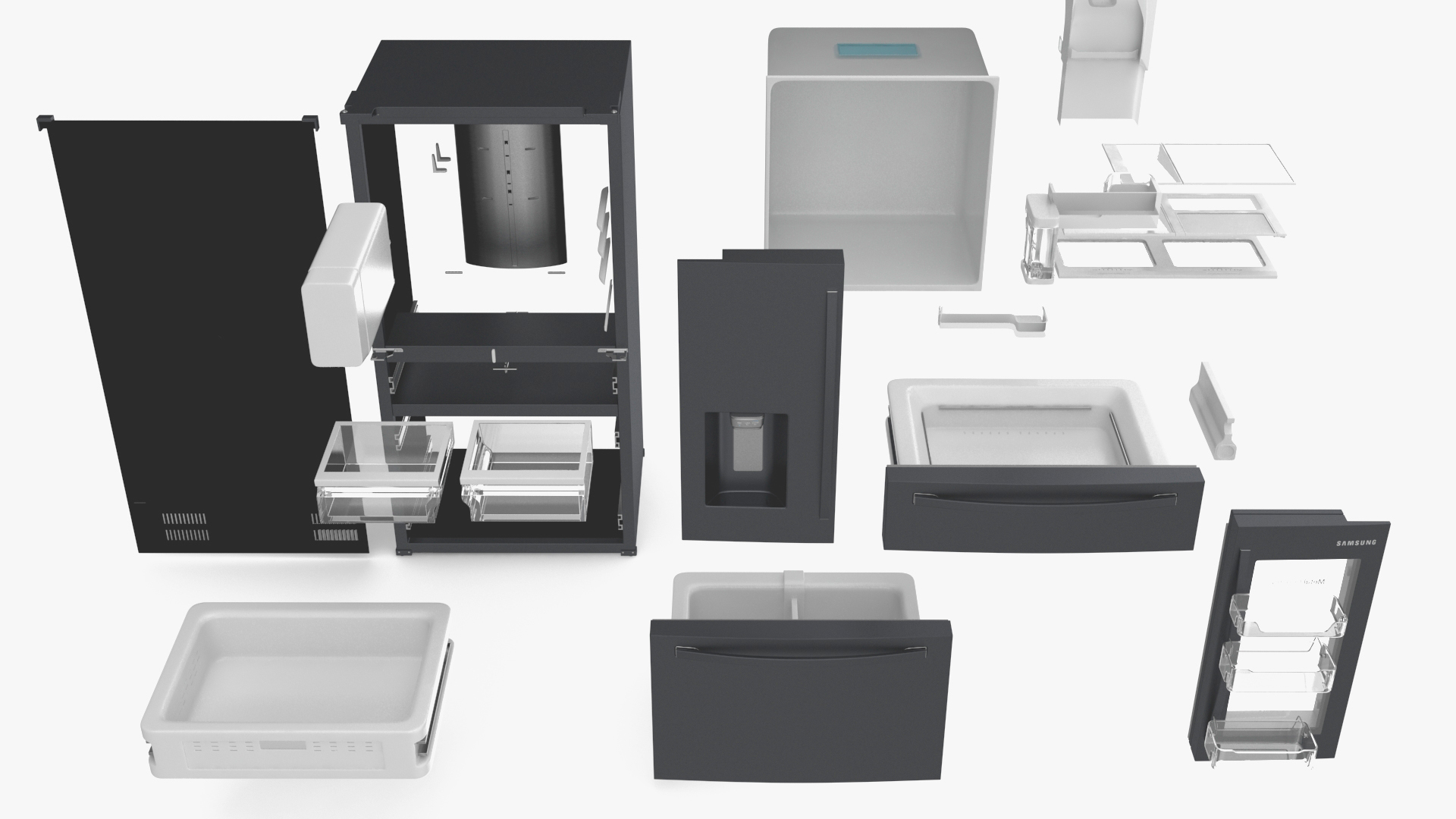 French Door Refrigerator Samsung Black Stainless Steel 3D model