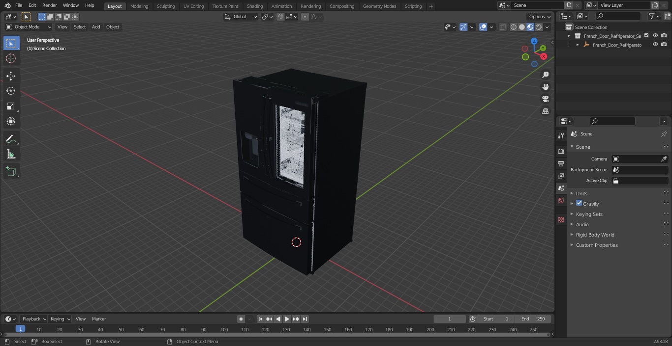 French Door Refrigerator Samsung Black Stainless Steel 3D model