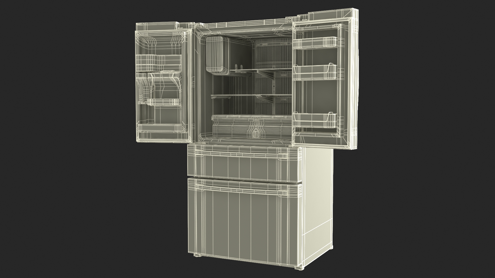 French Door Refrigerator Samsung Black Stainless Steel 3D model