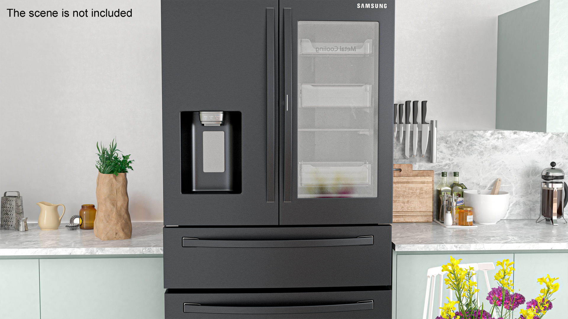 French Door Refrigerator Samsung Black Stainless Steel 3D model