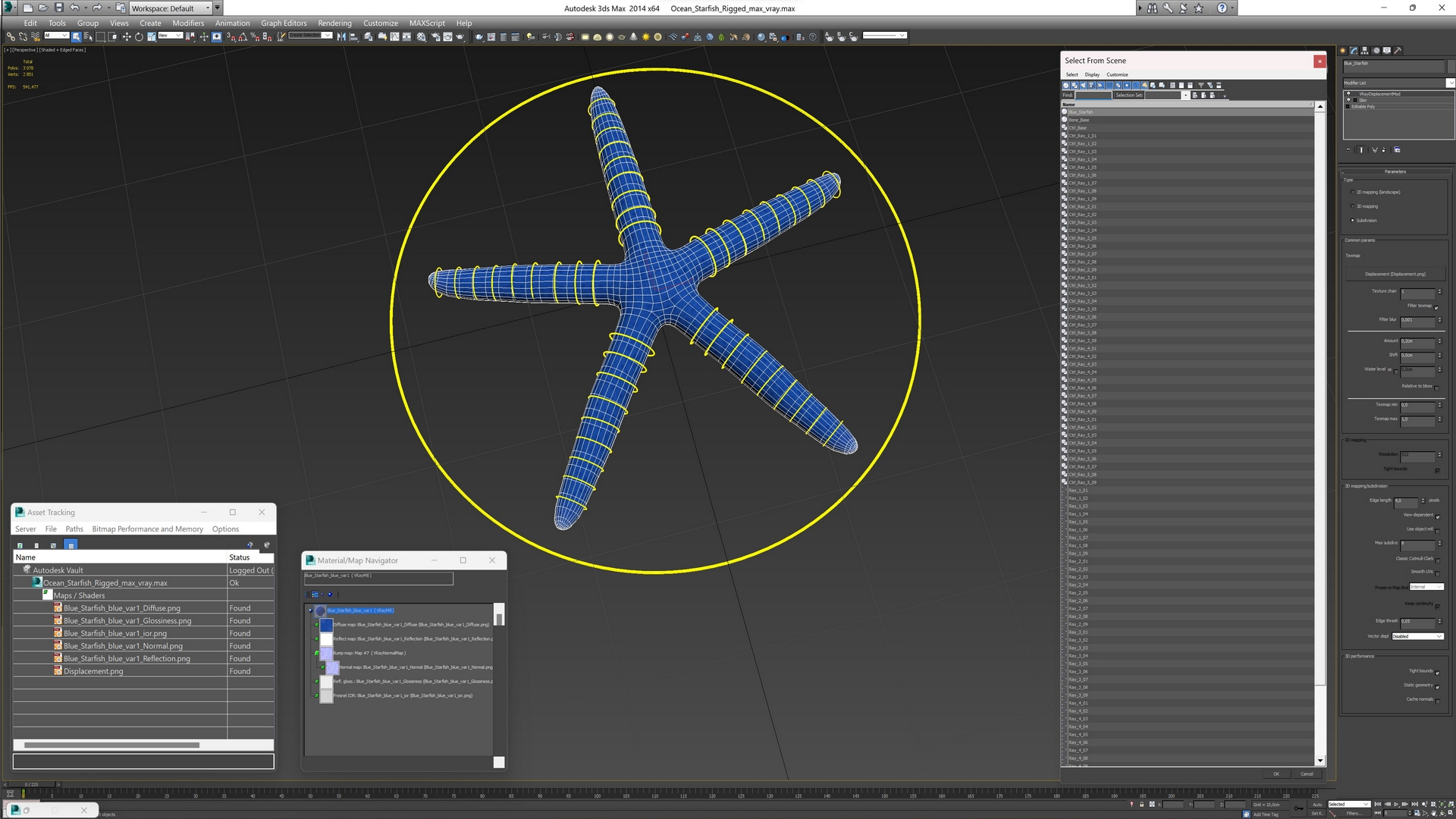3D Ocean Starfish Rigged