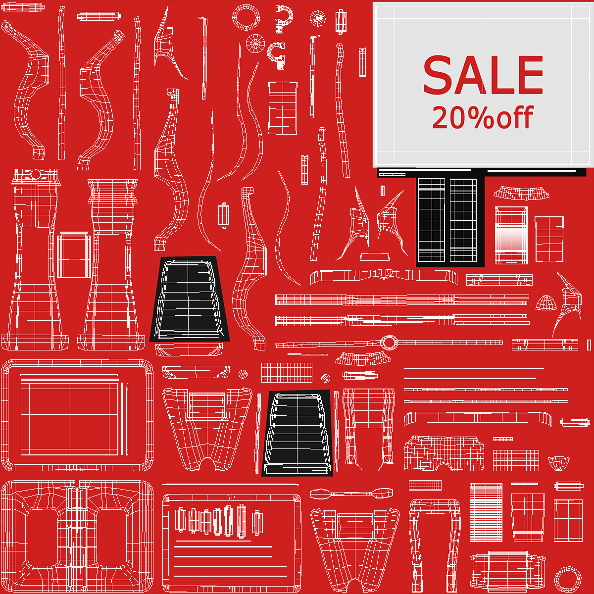 3D model Plastic Tag with Clip Red
