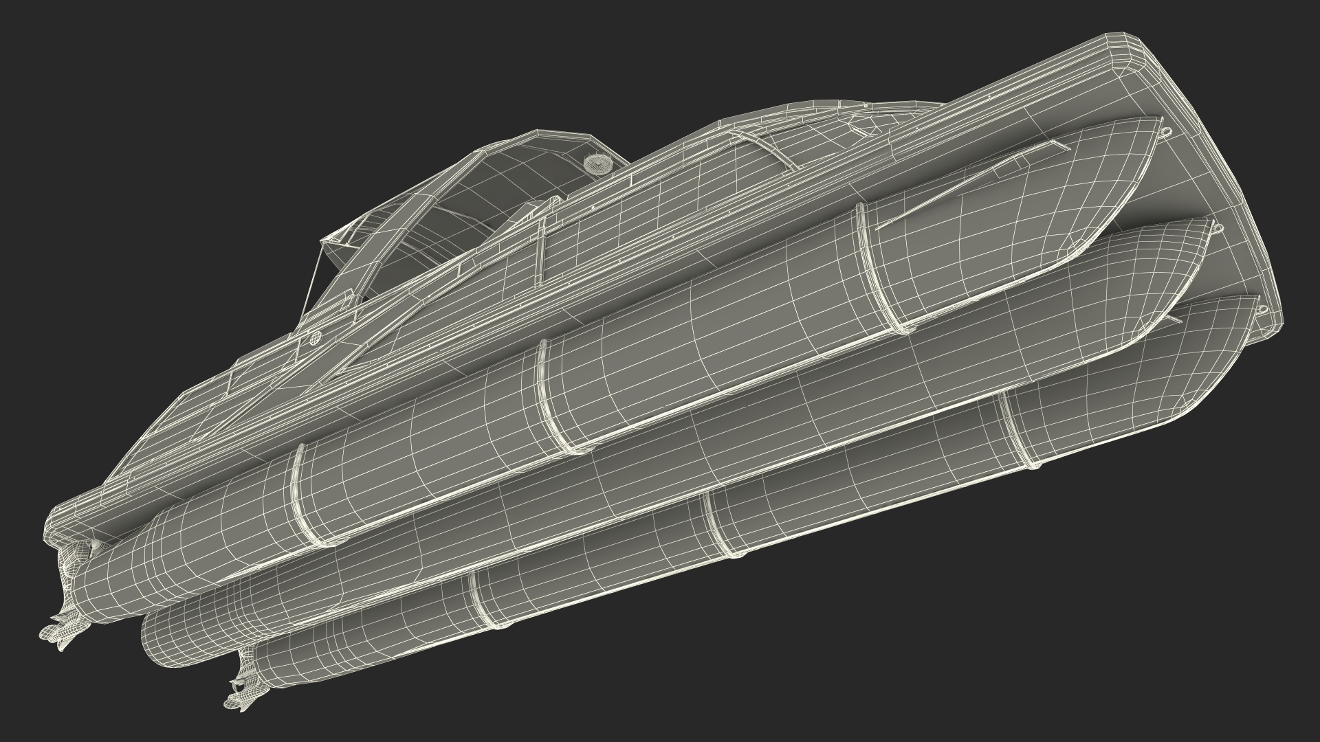 3D Modern Pontoon Boat Blue Rigged