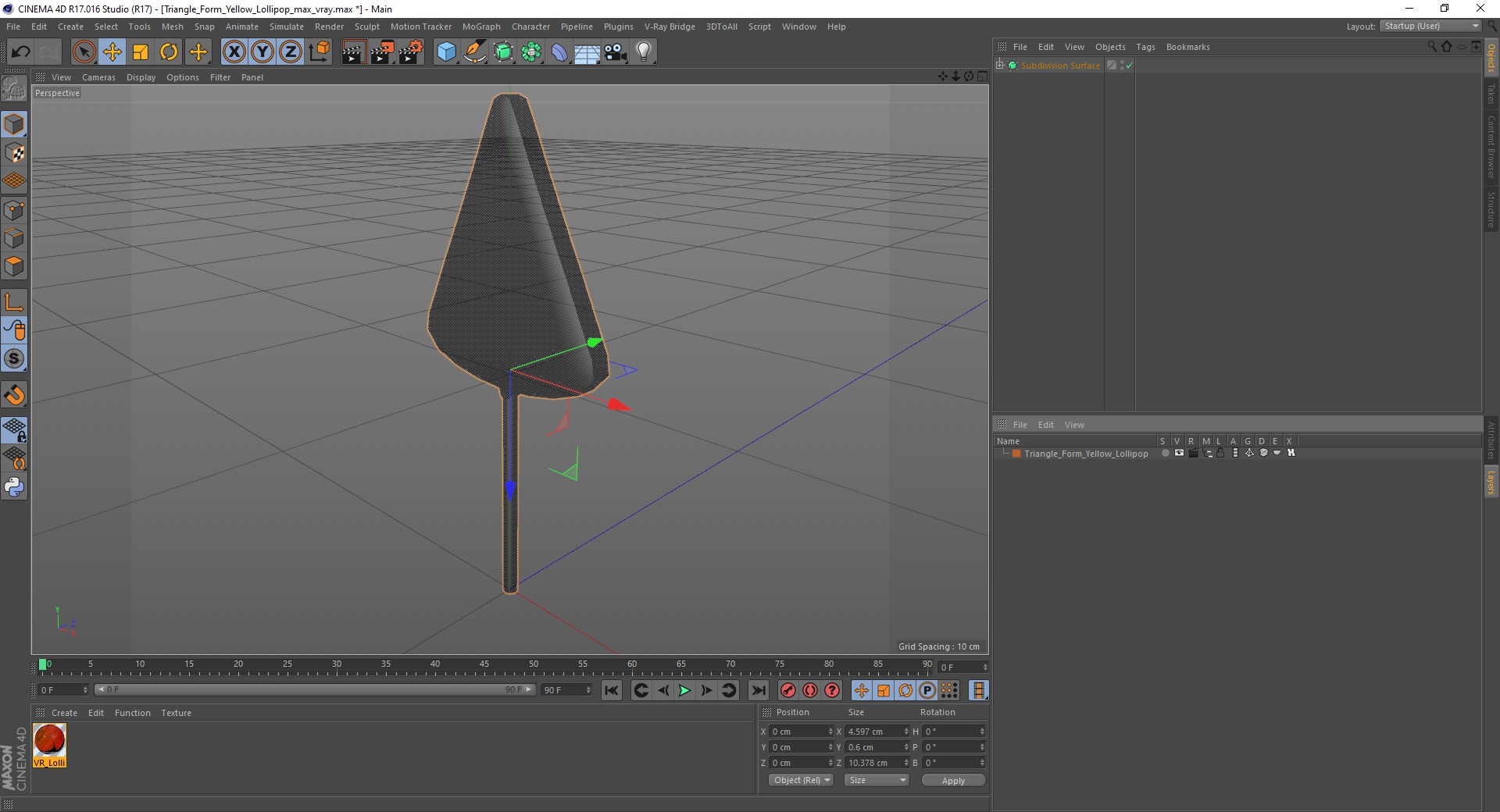 Triangle Form Yellow Lollipop 3D model