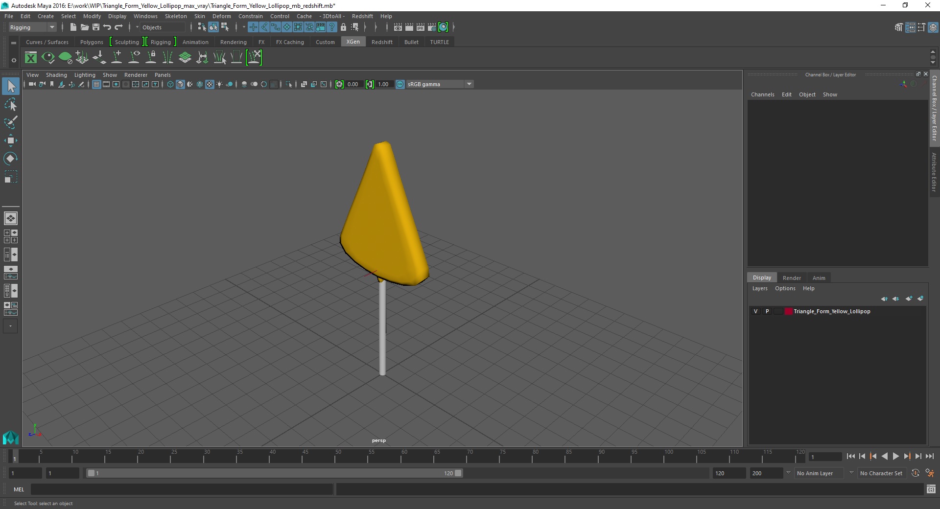 Triangle Form Yellow Lollipop 3D model