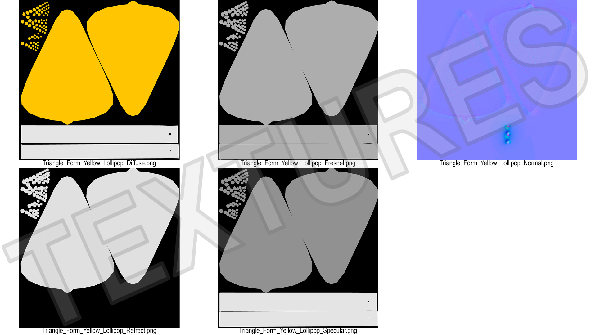Triangle Form Yellow Lollipop 3D model