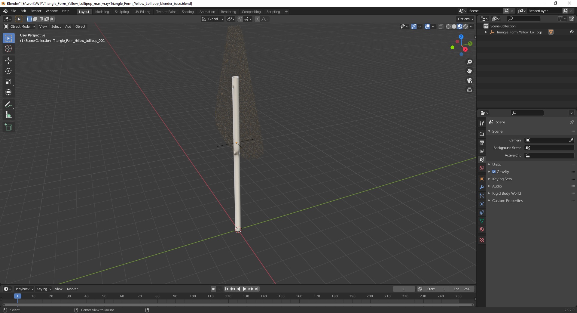 Triangle Form Yellow Lollipop 3D model