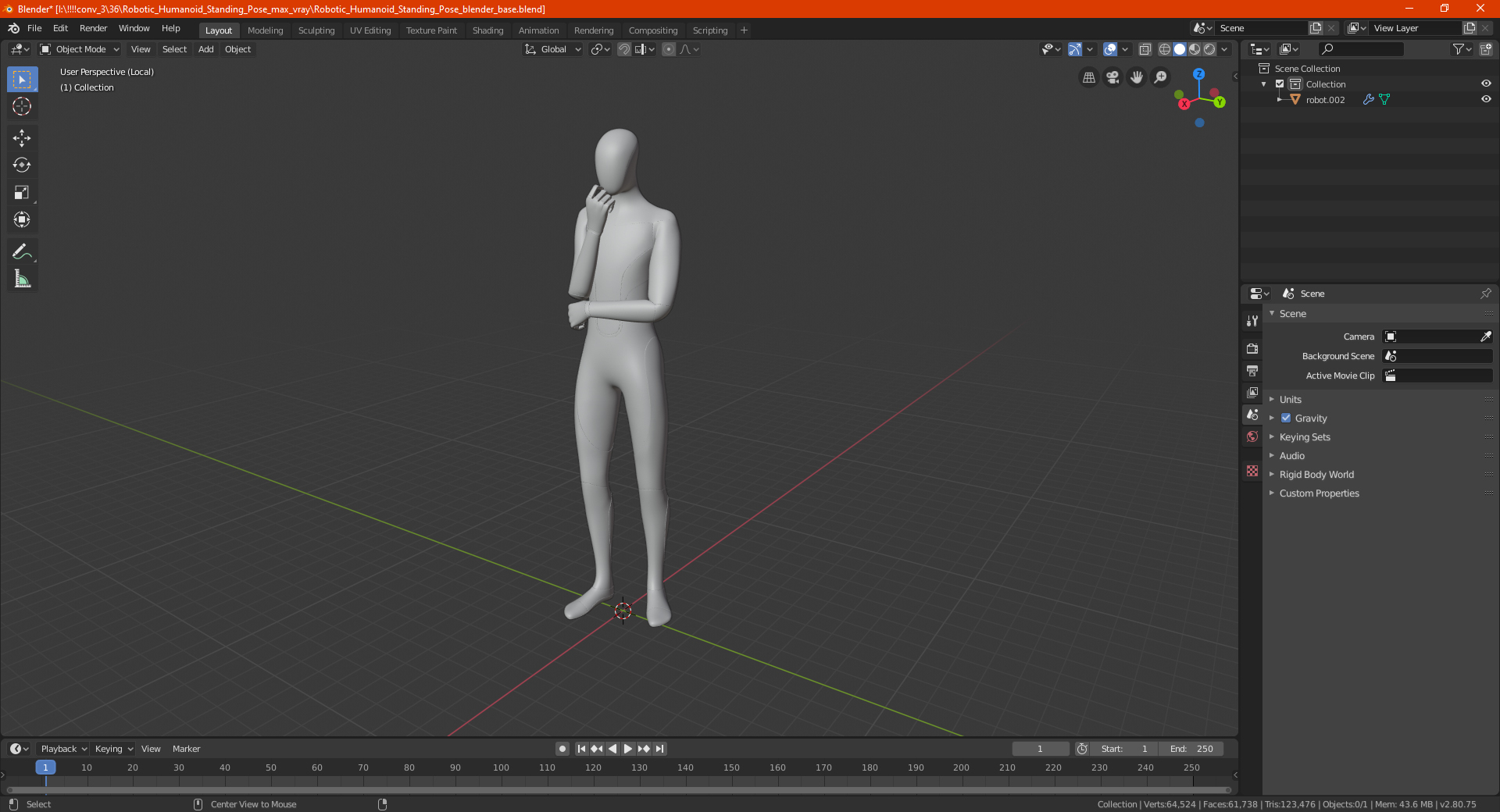 3D model Robotic Humanoid Standing Pose