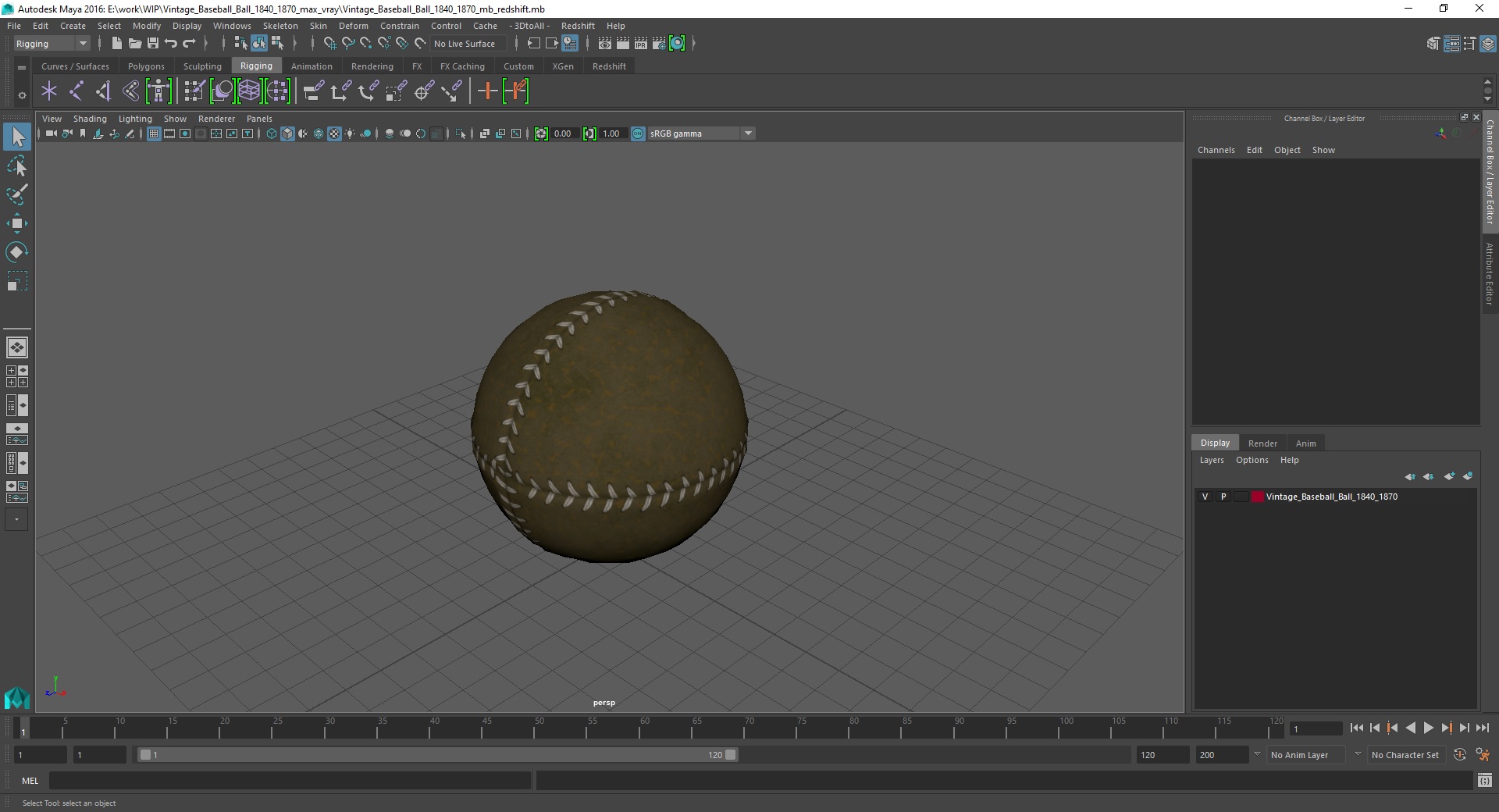 3D Vintage_Baseball_Ball_1840_1870
