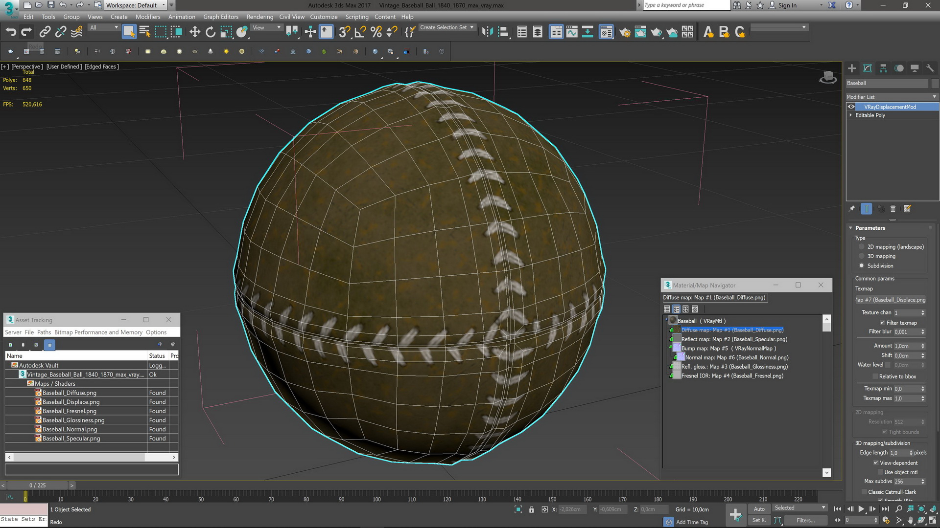 3D Vintage_Baseball_Ball_1840_1870