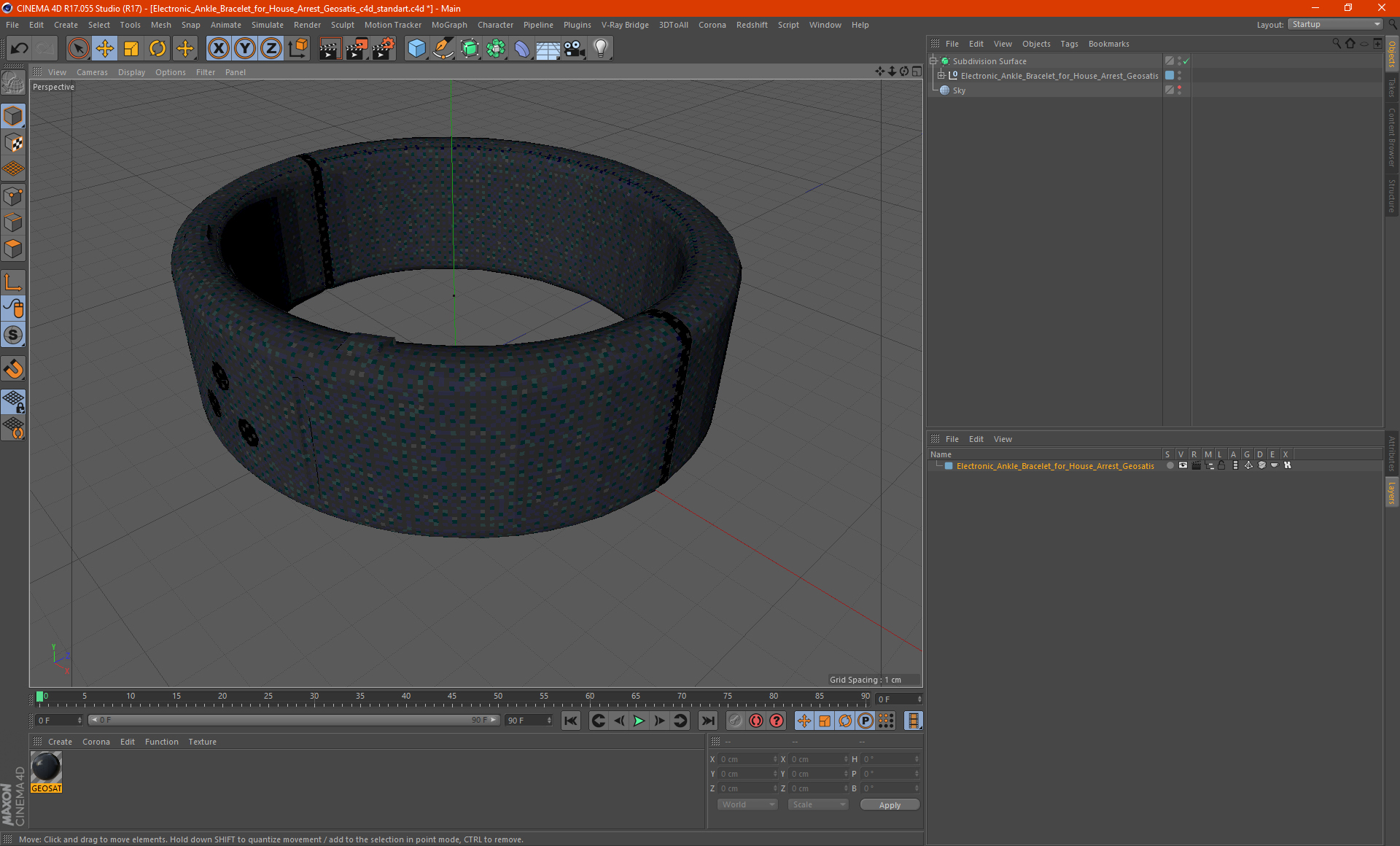 3D Electronic Ankle Bracelet for House Arrest Geosatis