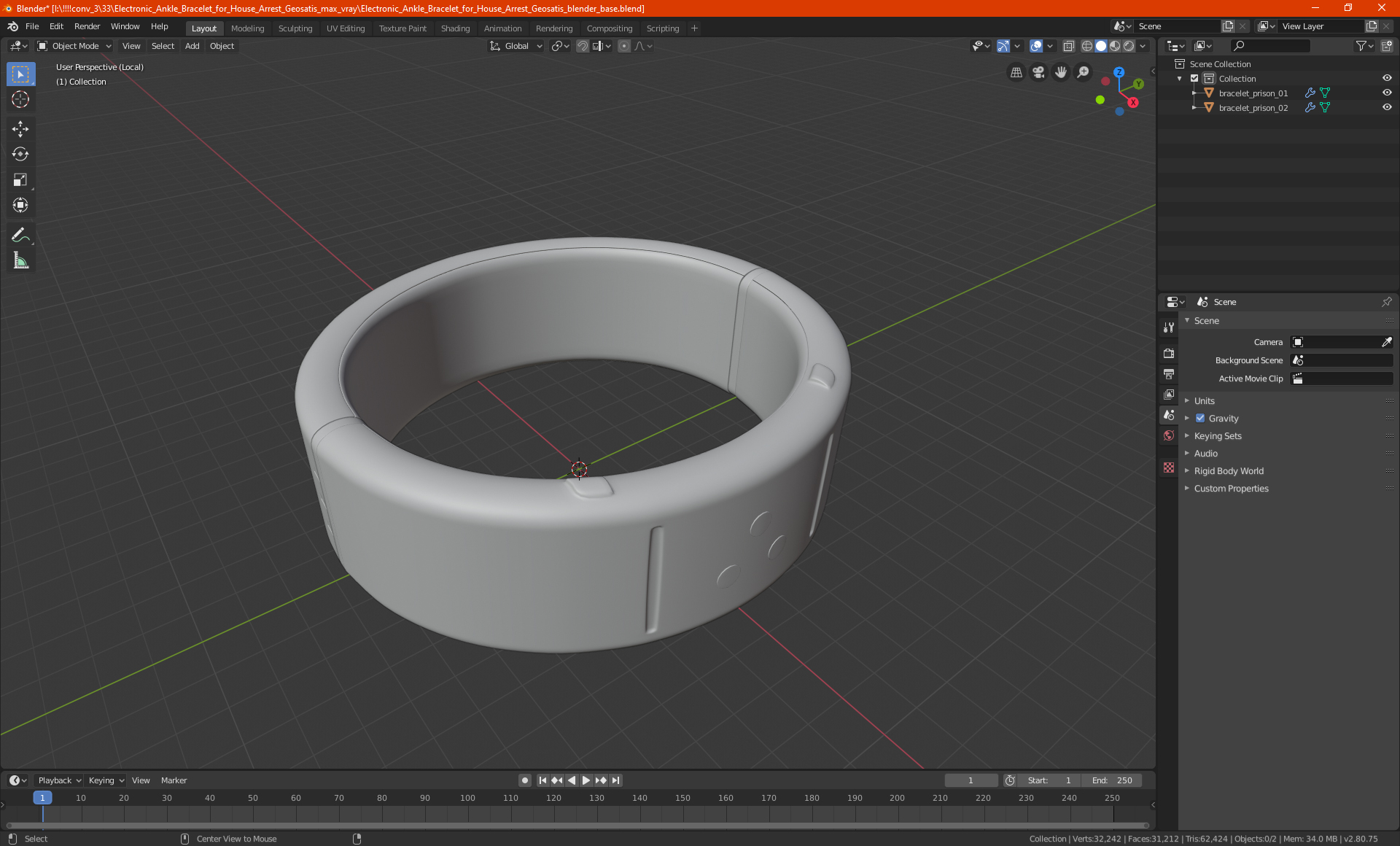 3D Electronic Ankle Bracelet for House Arrest Geosatis