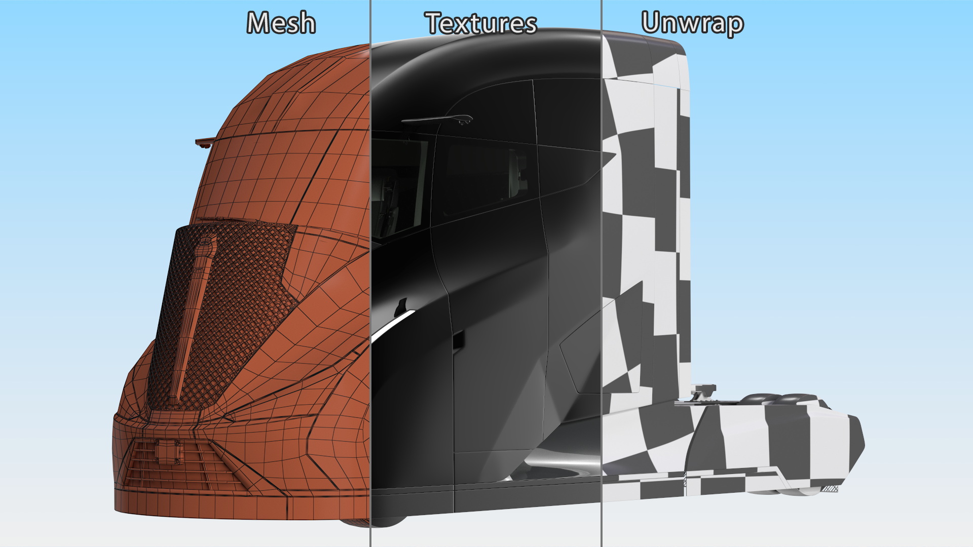 3D model Futuristic Modern Truck Black without Trailer