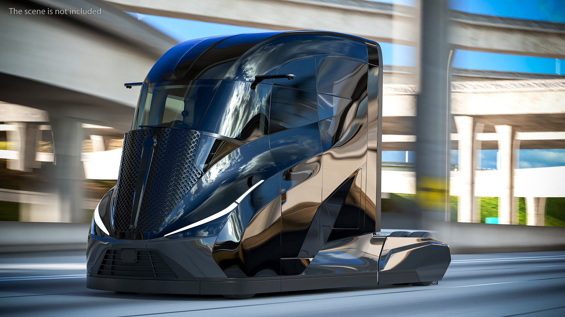 3D model Futuristic Modern Truck Black without Trailer