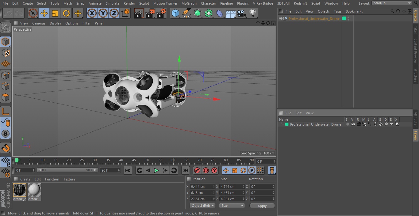 Professional Underwater Drone 3D model
