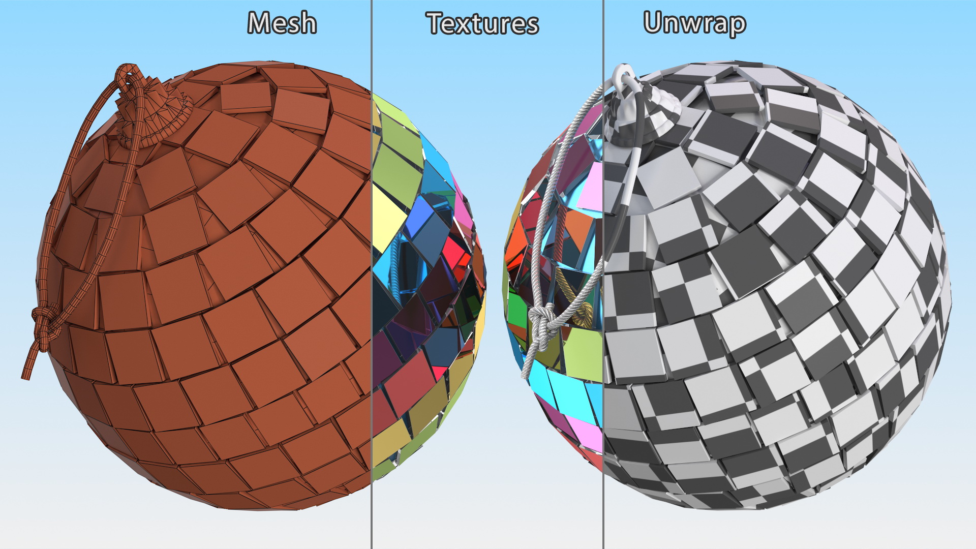 Christmas Tree Disco Ball Small Colored 3D model