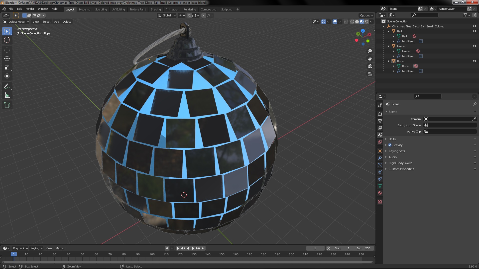 Christmas Tree Disco Ball Small Colored 3D model