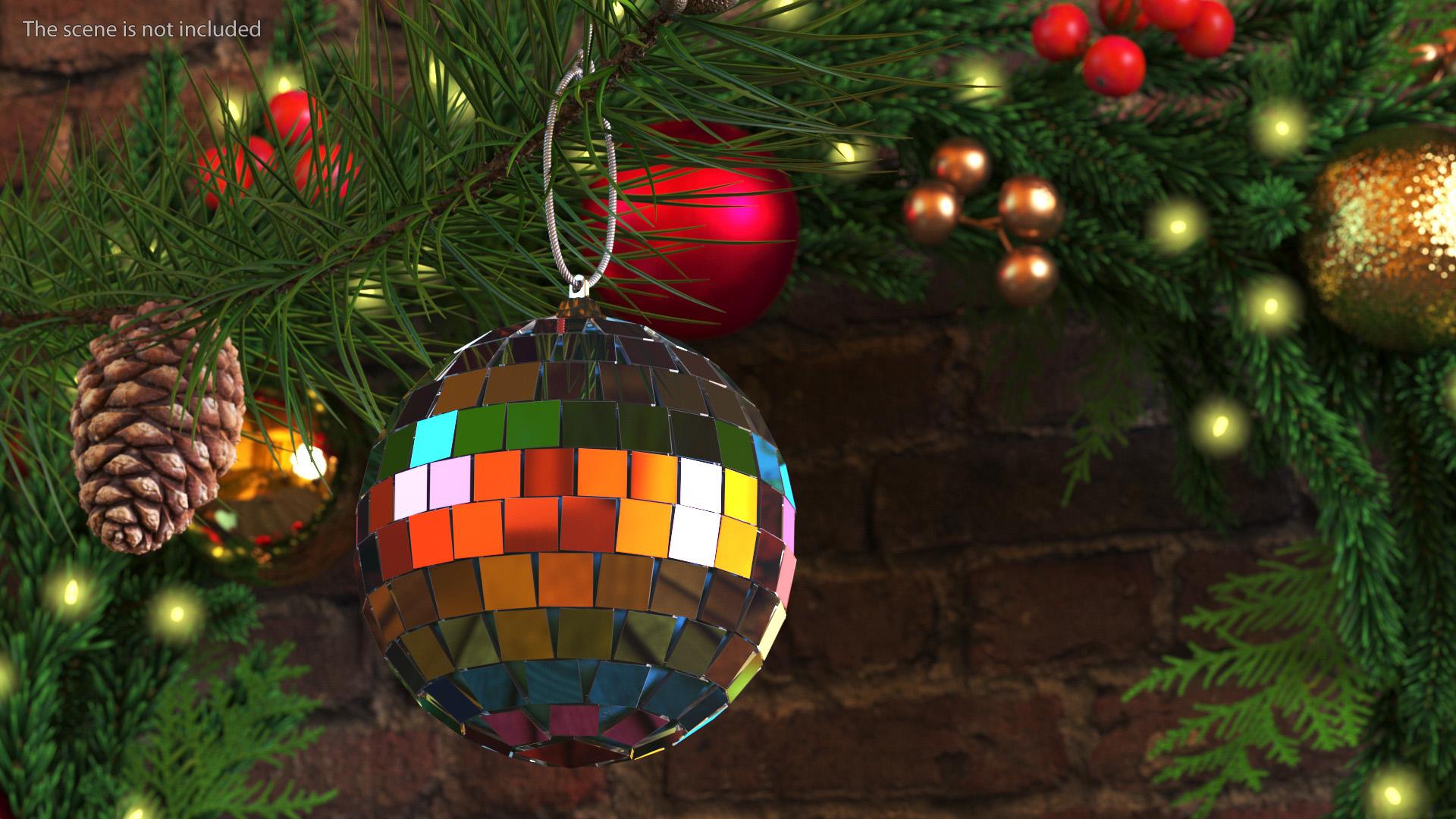 Christmas Tree Disco Ball Small Colored 3D model