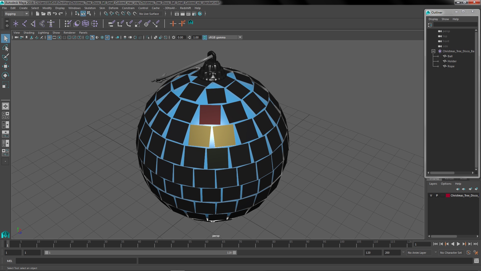 Christmas Tree Disco Ball Small Colored 3D model