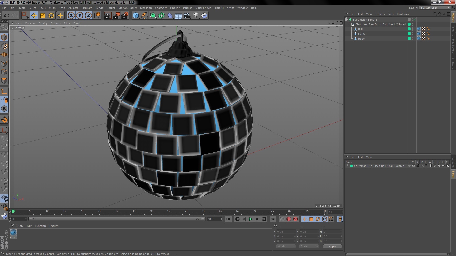 Christmas Tree Disco Ball Small Colored 3D model