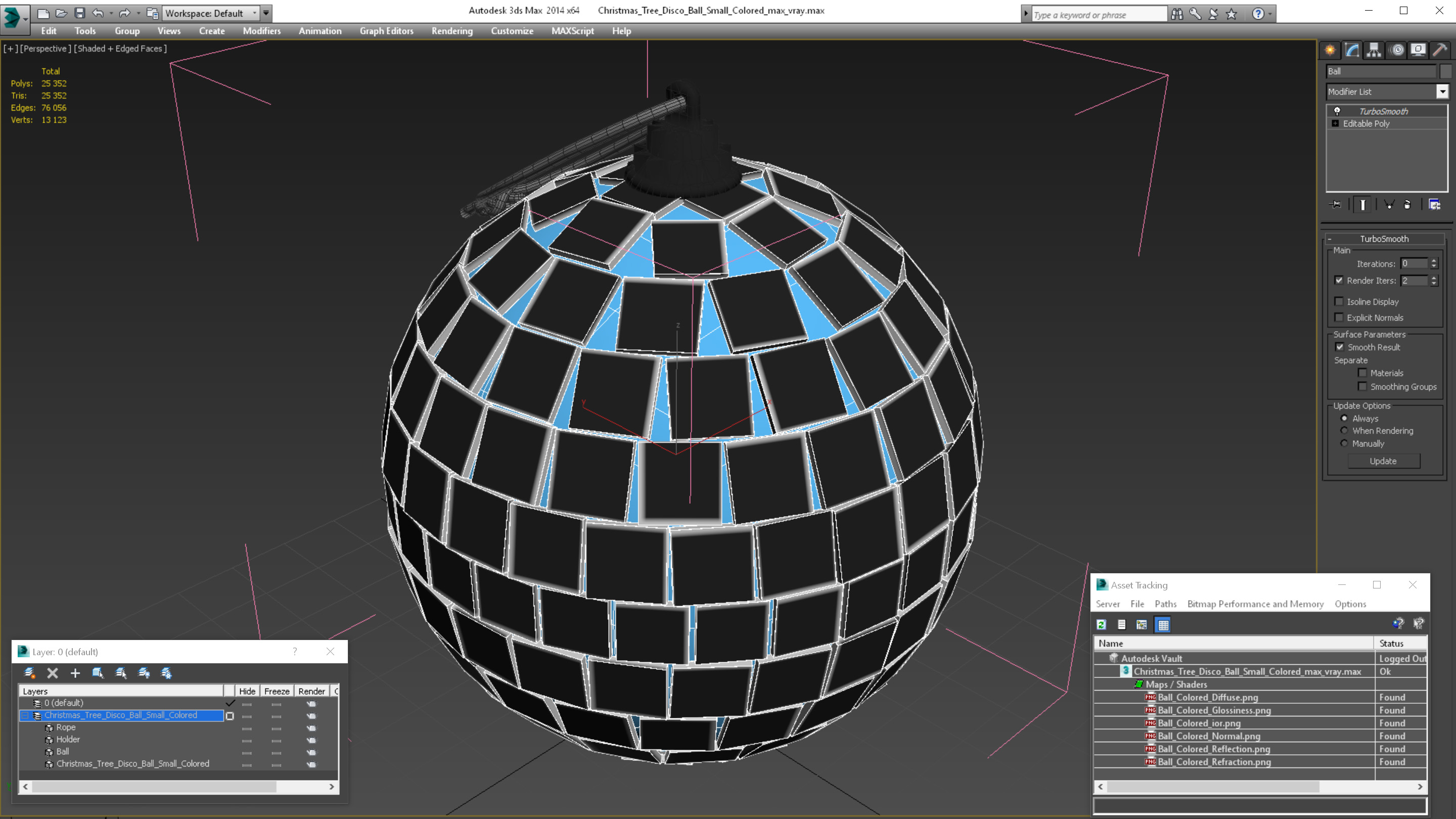 Christmas Tree Disco Ball Small Colored 3D model