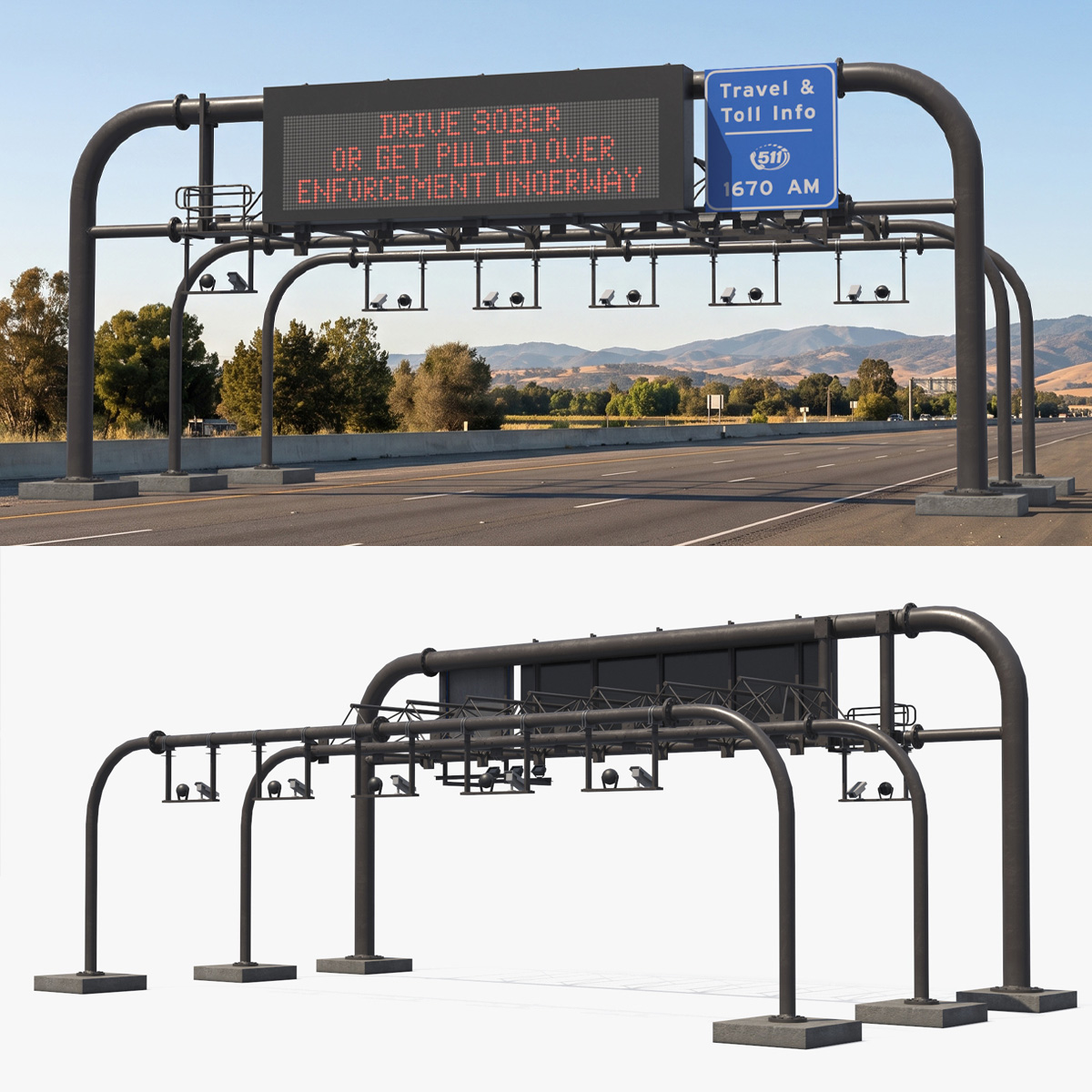 Digital Roadway Sign Structure Game Ready