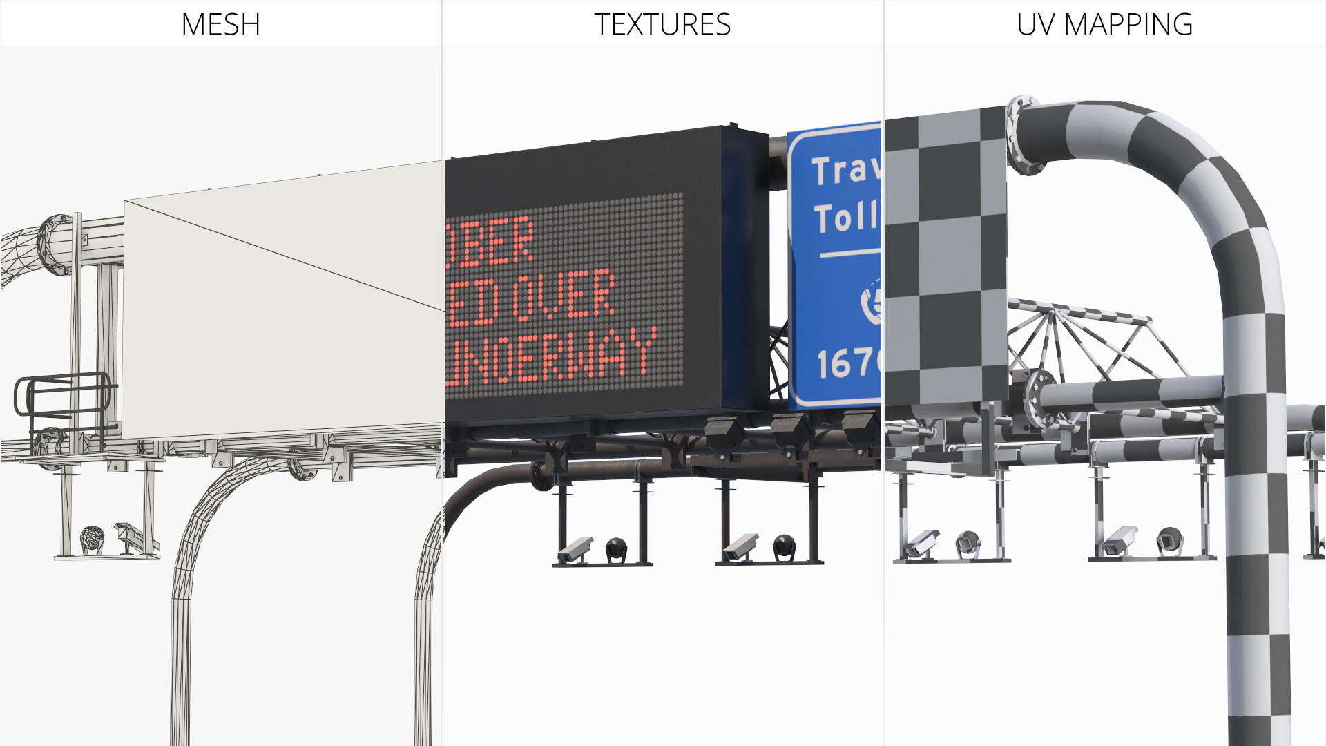 Digital Roadway Sign Structure Game Ready, view 9