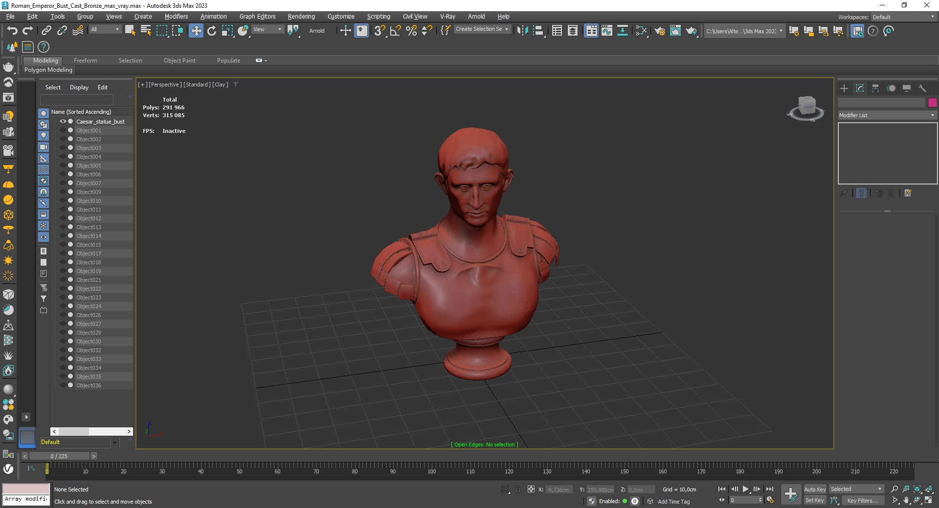 3D Roman Emperor Bust Cast Bronze for 3D Print model