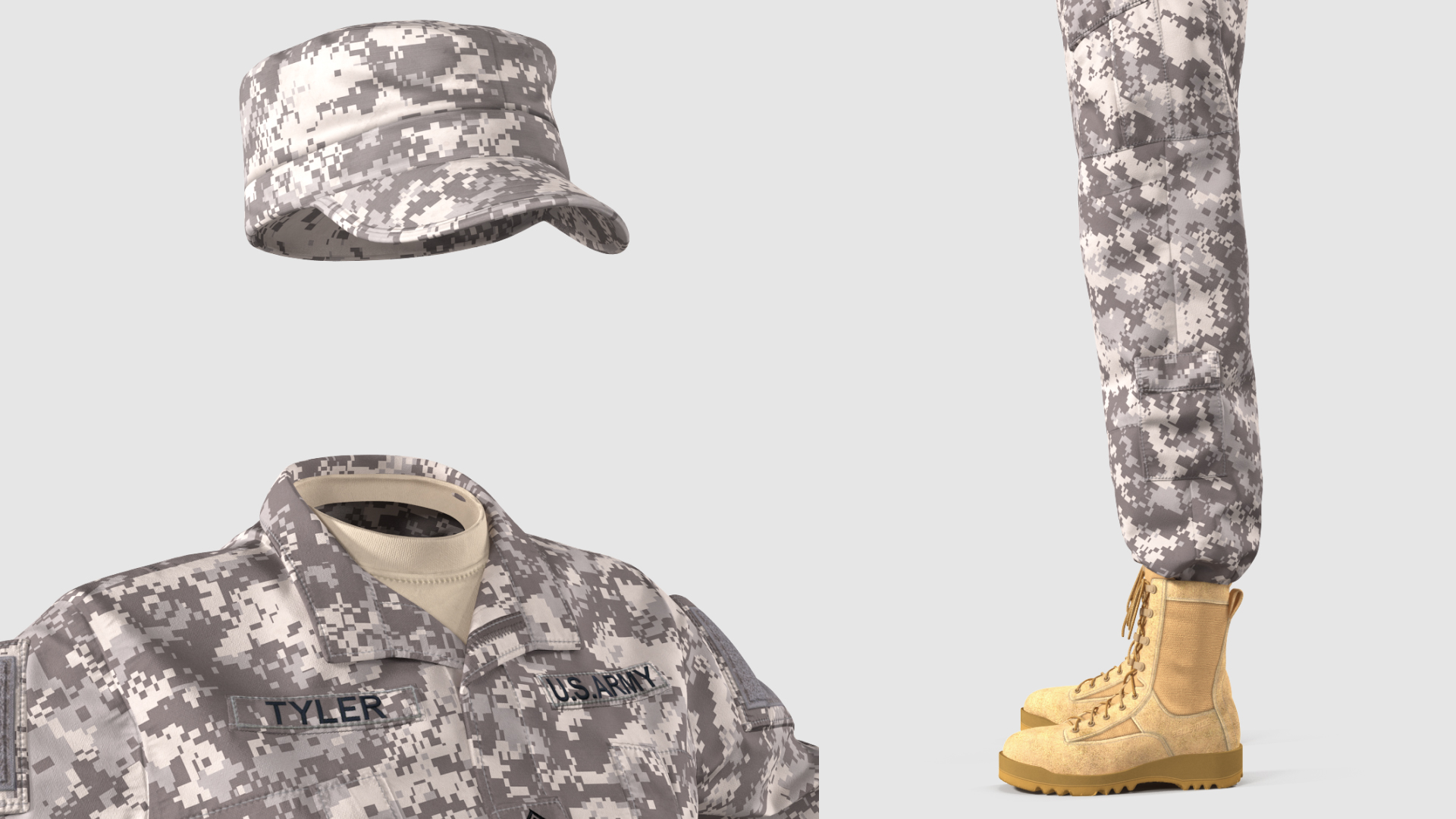 3D Female US Soldier Military ACU Uniform model