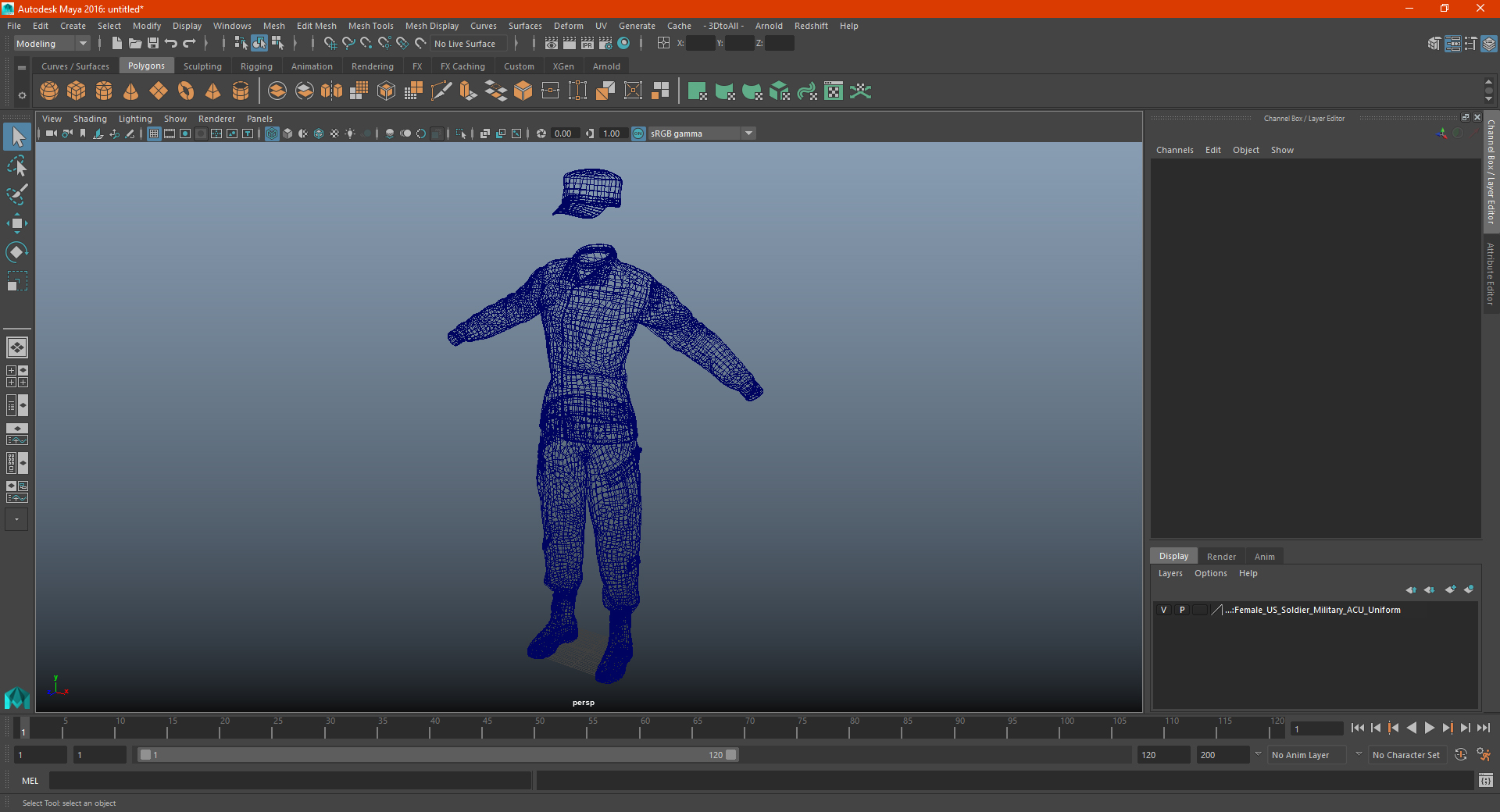 3D Female US Soldier Military ACU Uniform model