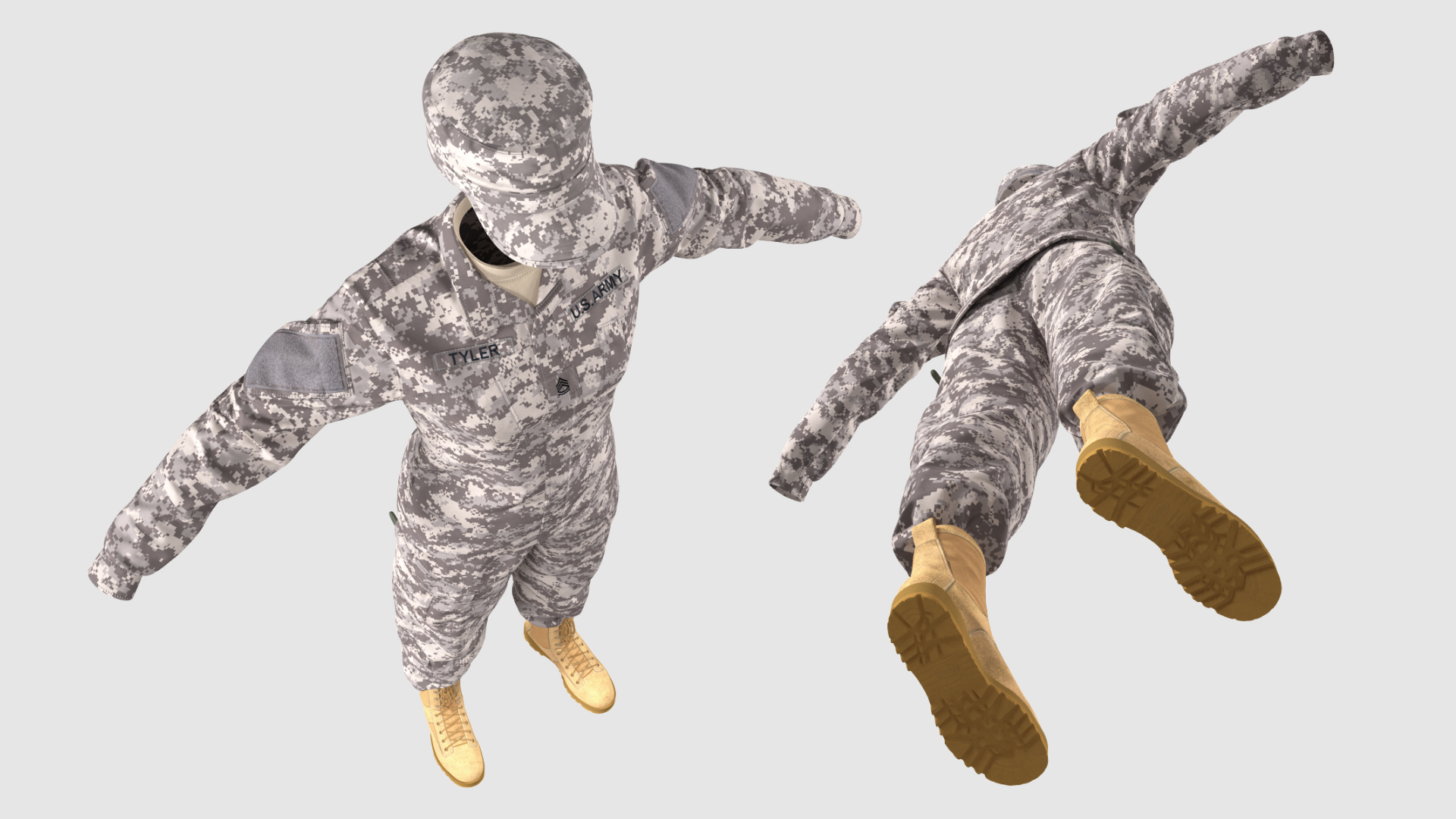 3D Female US Soldier Military ACU Uniform model