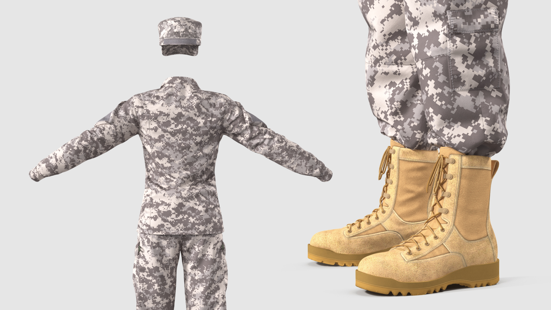 3D Female US Soldier Military ACU Uniform model