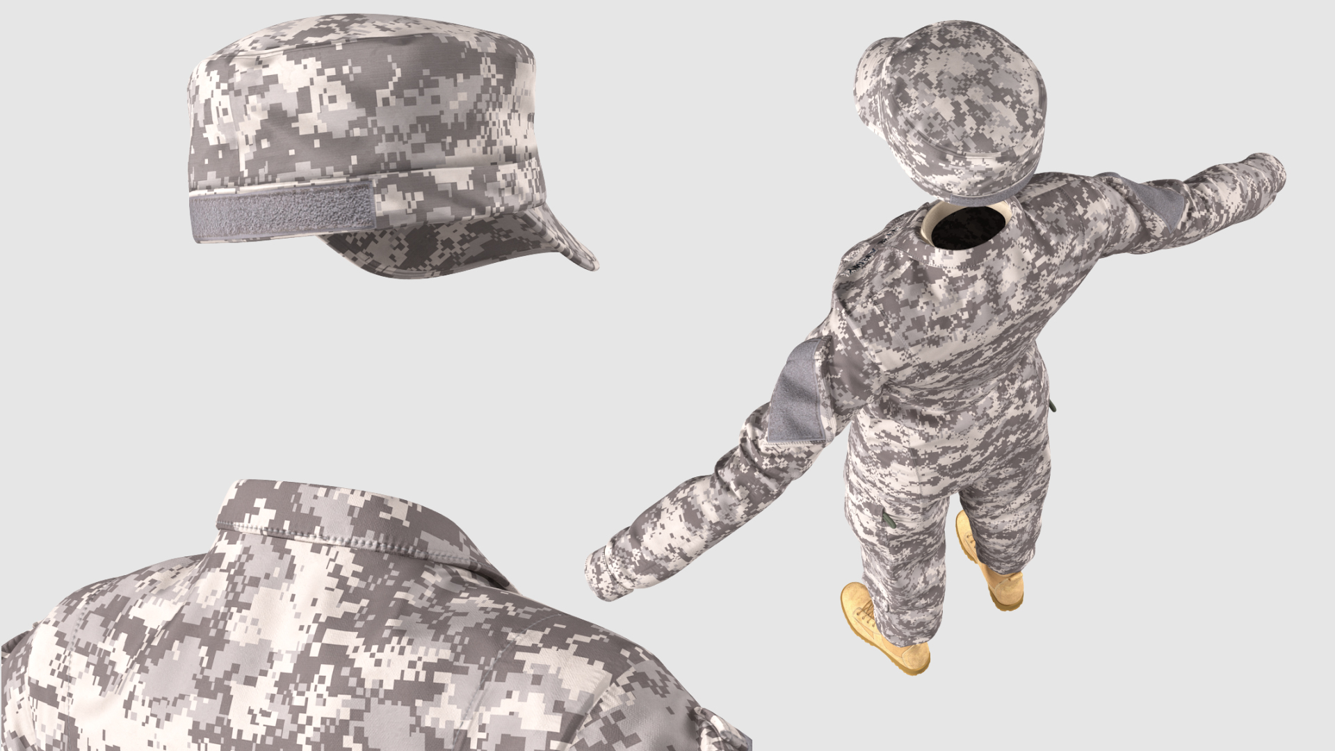 3D Female US Soldier Military ACU Uniform model