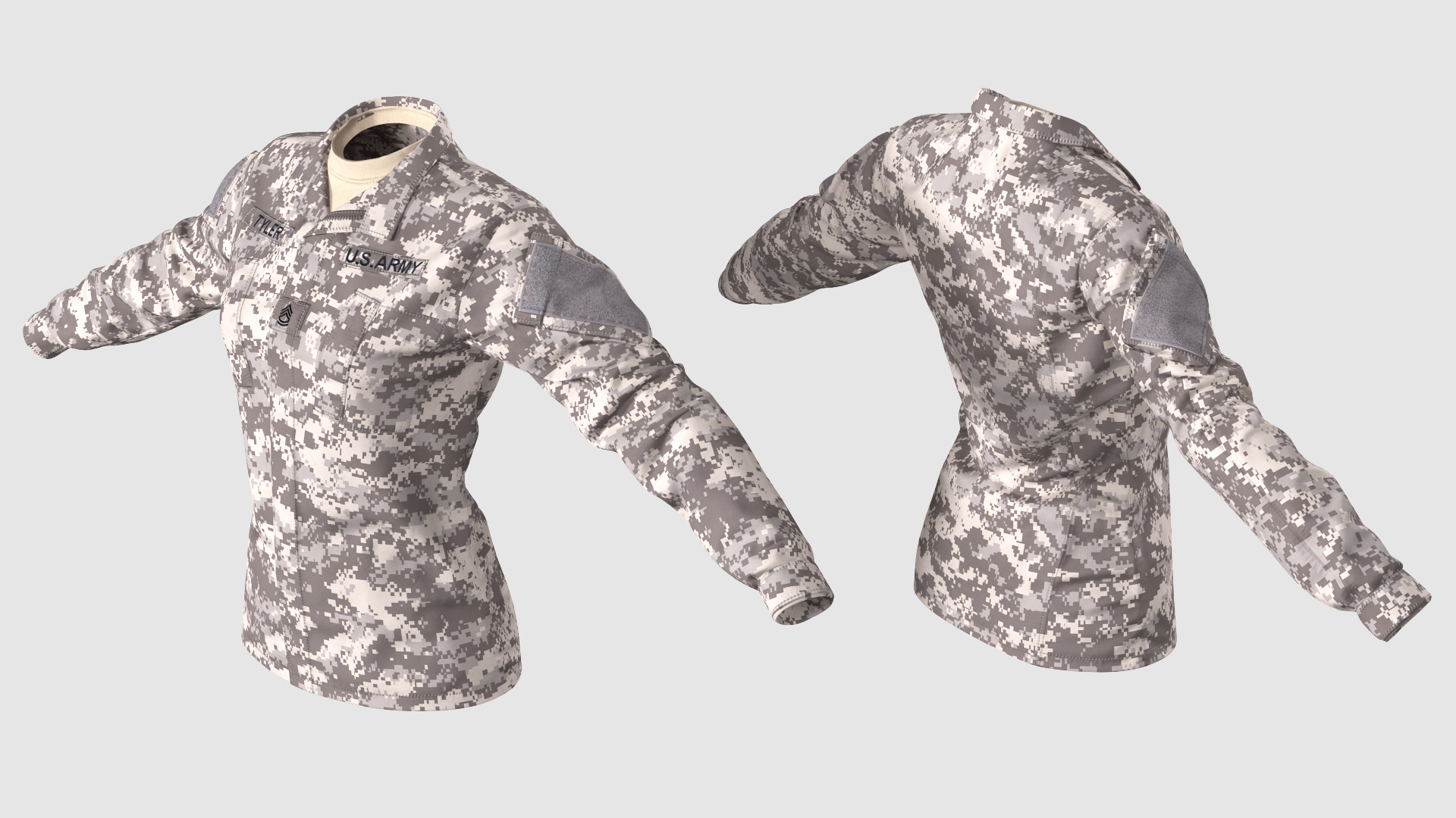 3D Female US Soldier Military ACU Uniform model