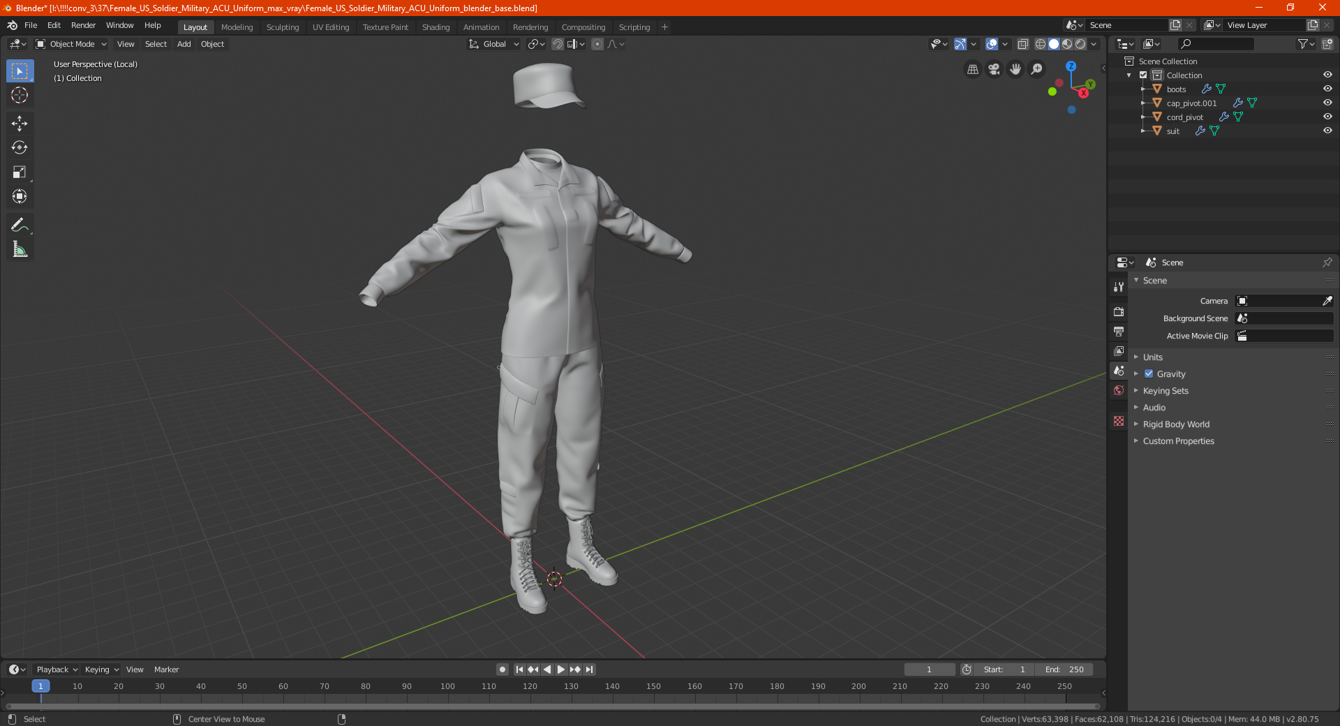 3D Female US Soldier Military ACU Uniform model