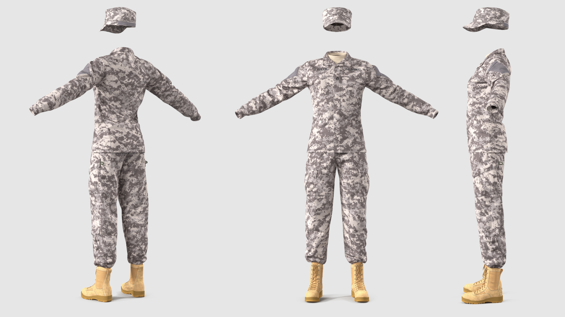3D Female US Soldier Military ACU Uniform model