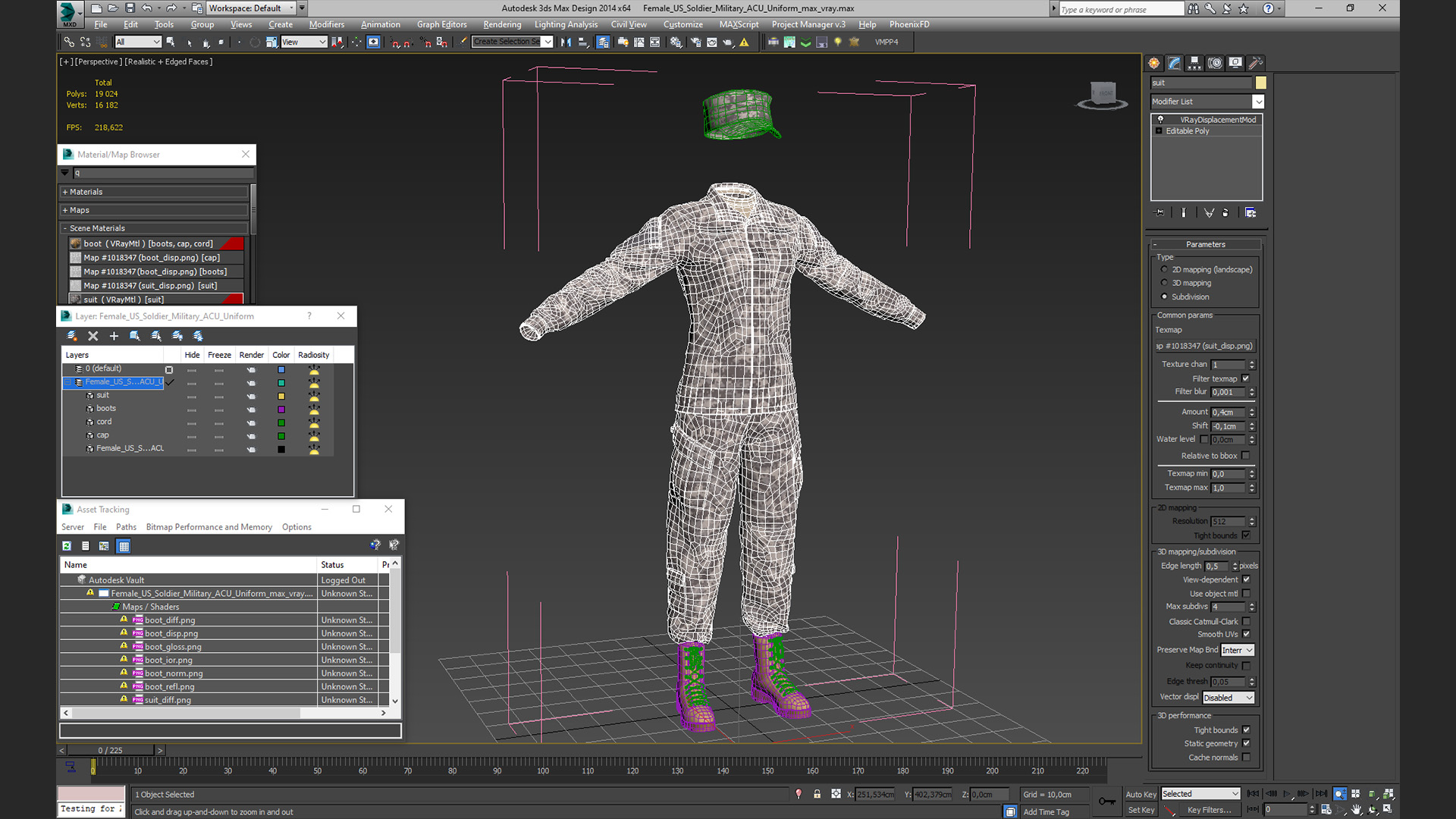 3D Female US Soldier Military ACU Uniform model