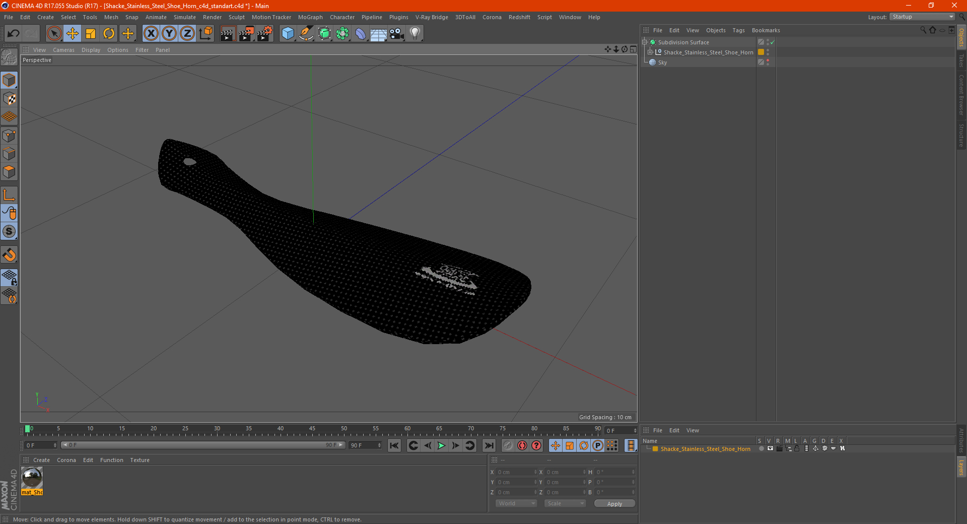 Shacke Stainless Steel Shoe Horn 3D