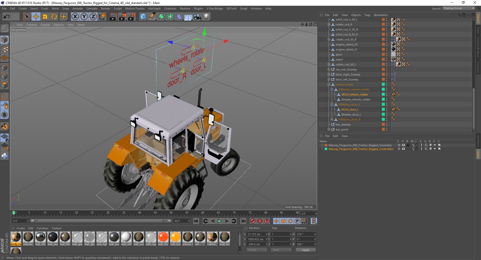 3D Massey Ferguson 698 Tractor Rigged for Cinema 4D model
