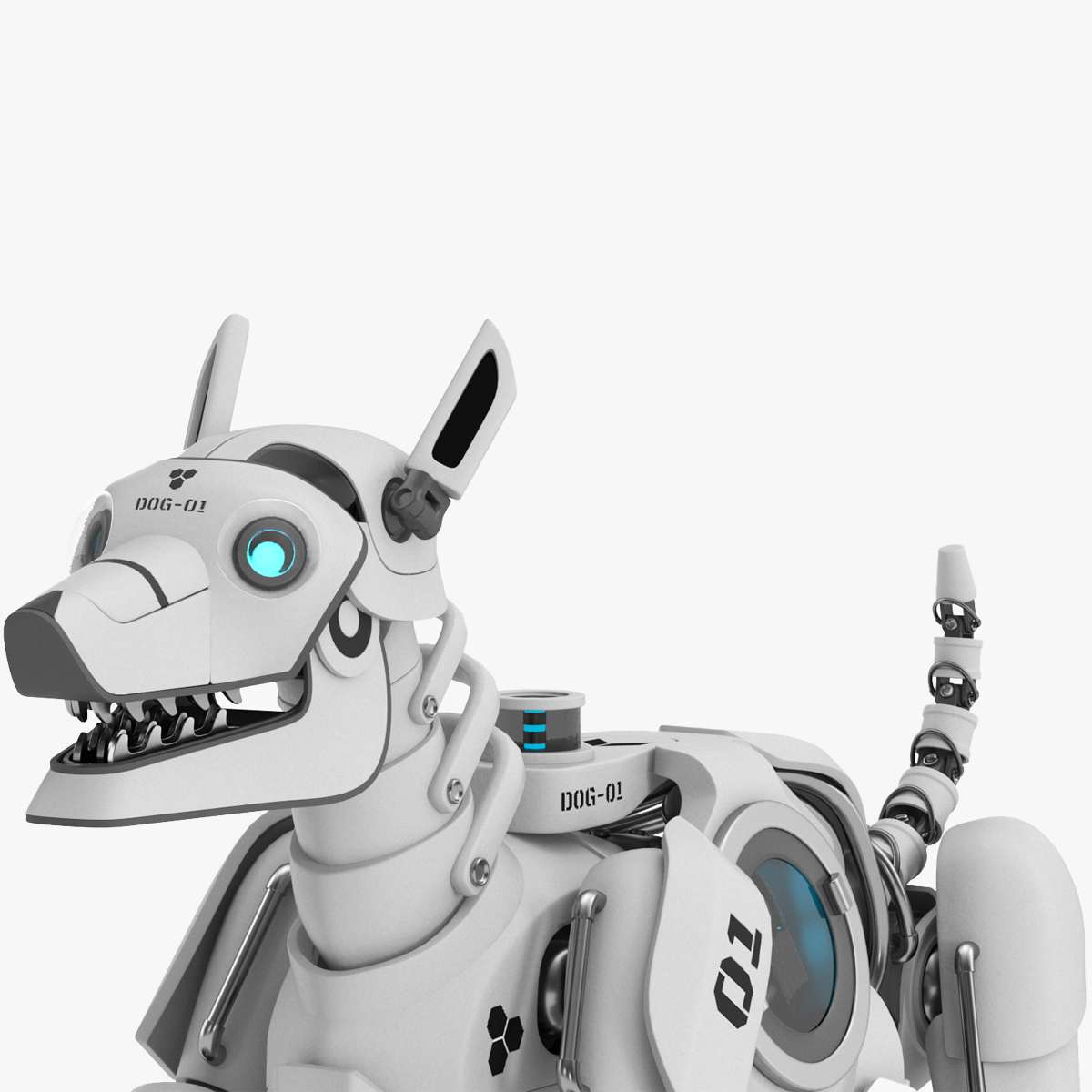Futuristic Robotic Dog White Rigged for Cinema 4D 3D model