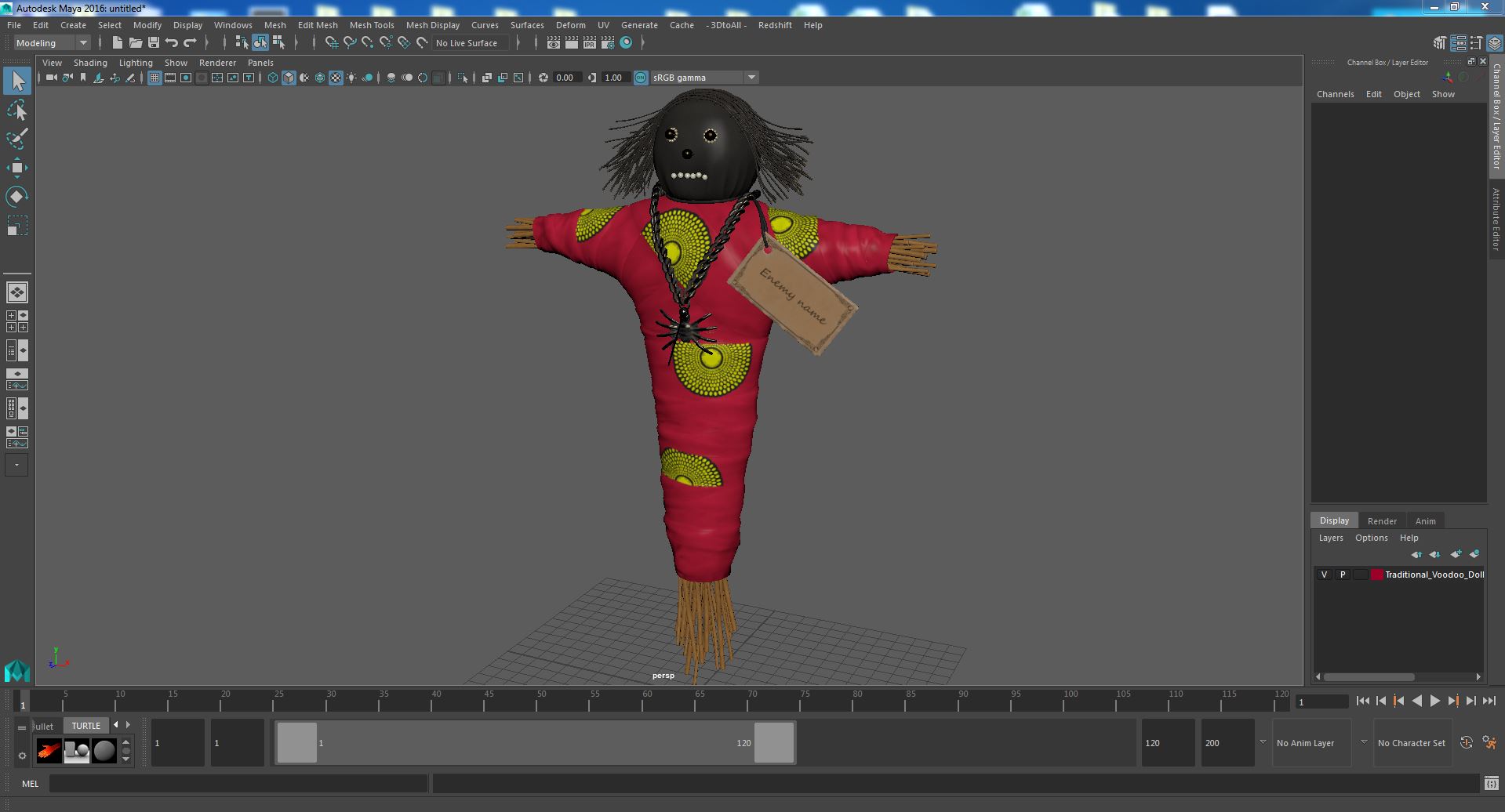 Traditional Voodoo Doll Colorful 3D