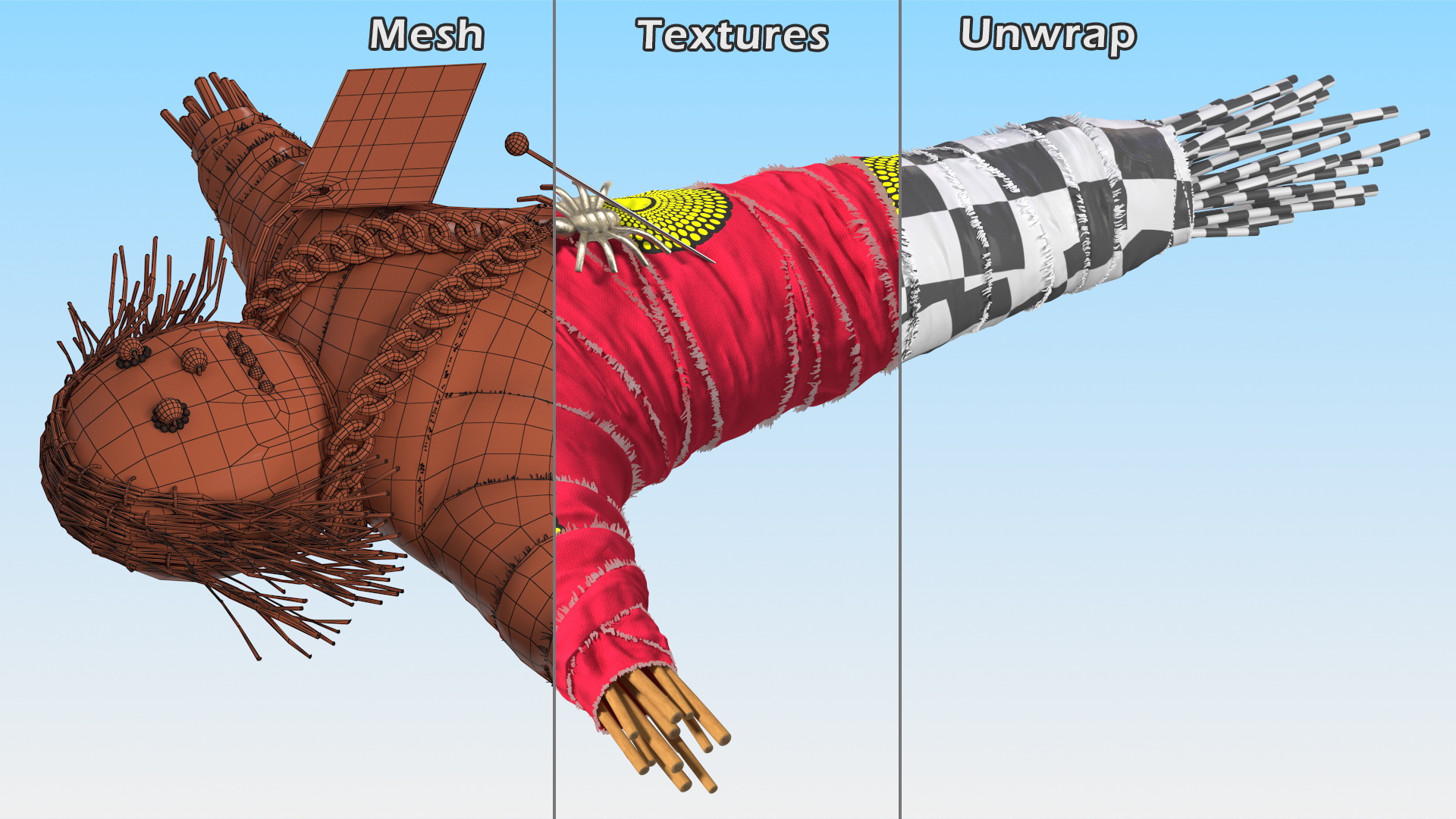 Traditional Voodoo Doll Colorful 3D
